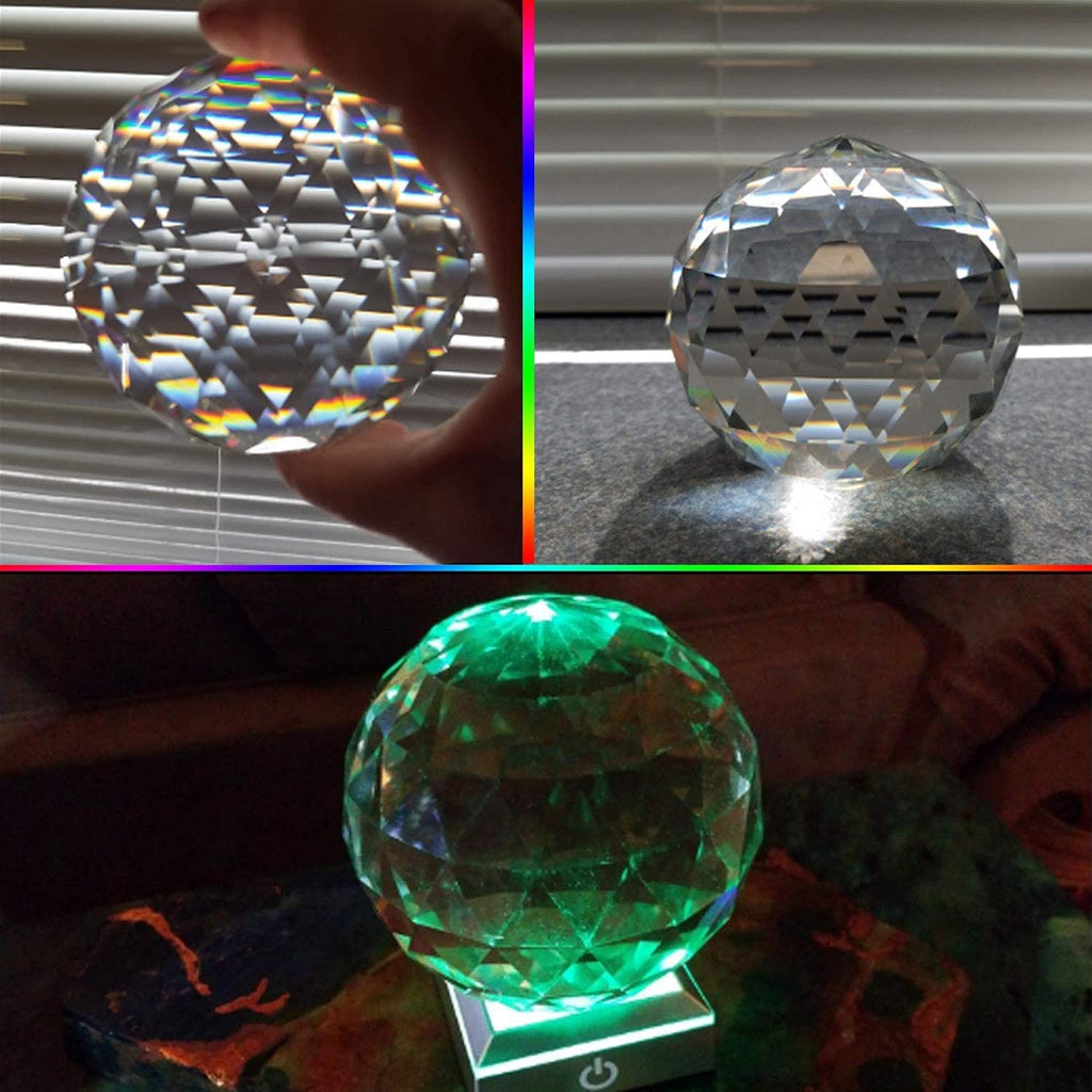 Clear Glass Crystal Ball Prism Suncatcher Rainbow Maker, Sphere Faceted Gazing Ball for Window, Feng Shui, Home