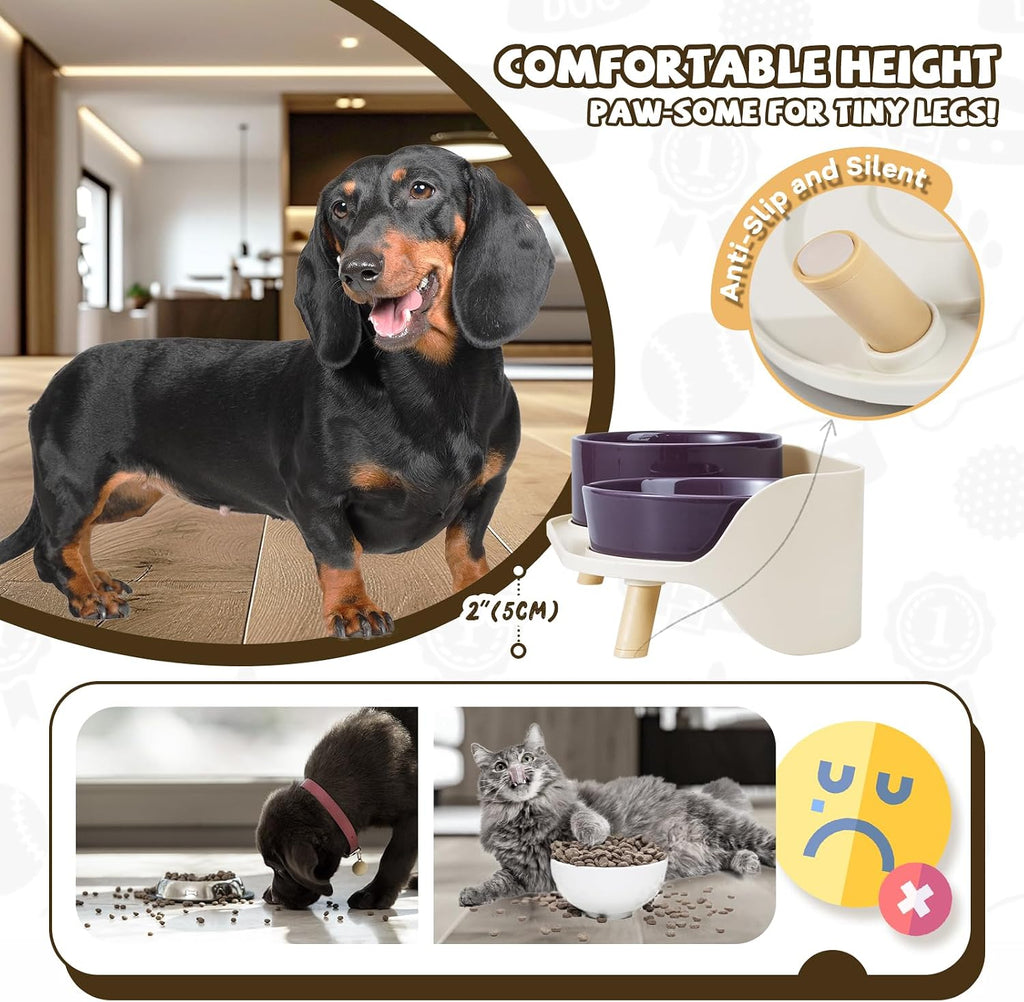 Raised Dog Feeder Bowl Stand (Without Bowls), Fits Dish up to Φ 6"
