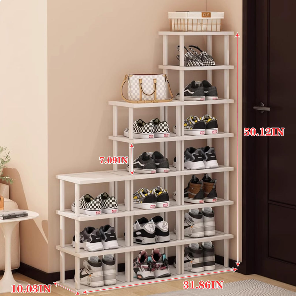 Vertical Shoe Rack, Tall Narrow Shoe Shelf Organizer Entryway Shoe Storage
