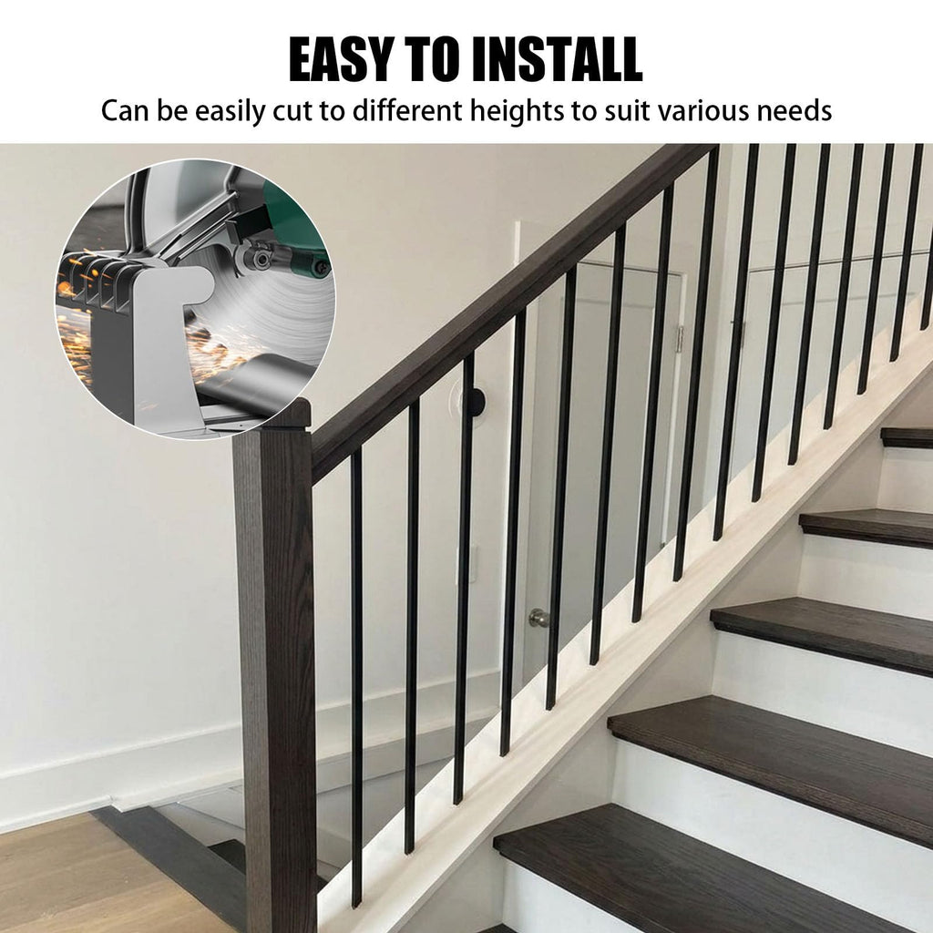 30 Pack Iron Balusters Spindles for Staircase Indoor, 44" x1/2" Straight Metal Balusters Square Balusters for