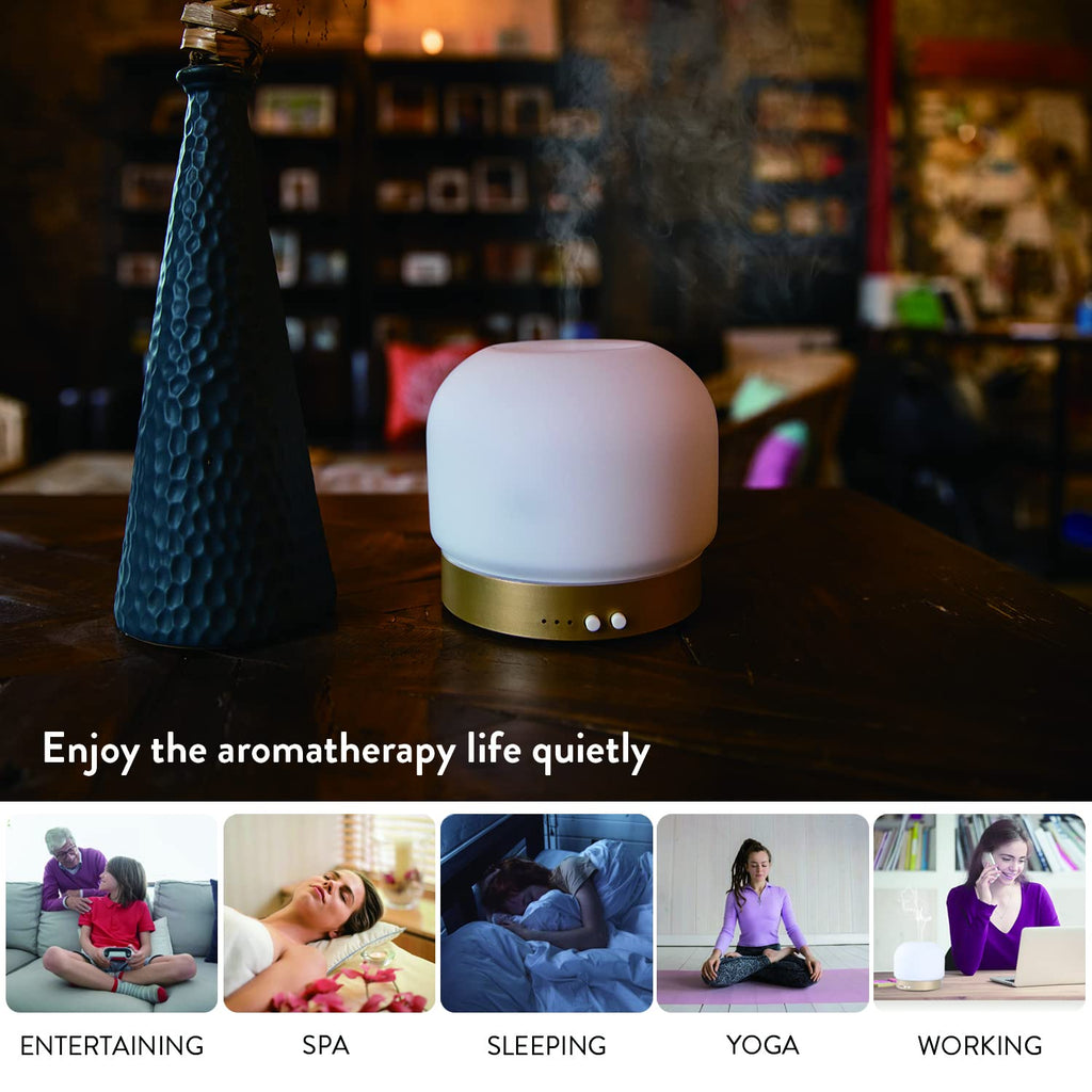Essential Oil Diffusers for Large Room 280ml Aromatherapy Diffuser - Glass Cover, 4 Timers, Auto Shut-Off, Adjustable