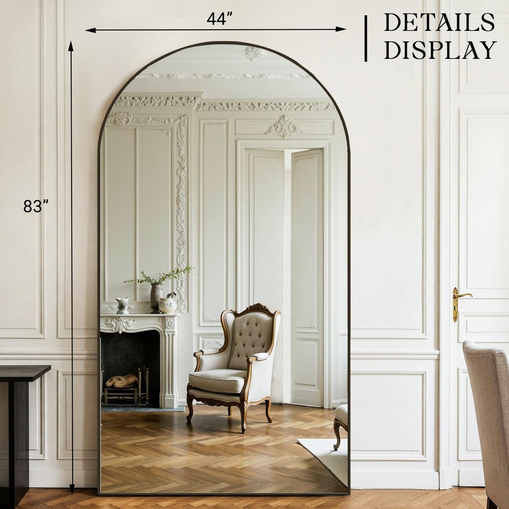 Large Arched Full Length Mirror, 83"x44" Oversized Full Body Mirror with Stand, Floor Mirror Long Free Standing