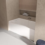 Drop-In Bathtub 60 x 30 inch Acrylic Alcove Tub with Left Hand Drain and Skirted Apron, White Soaking Tub for