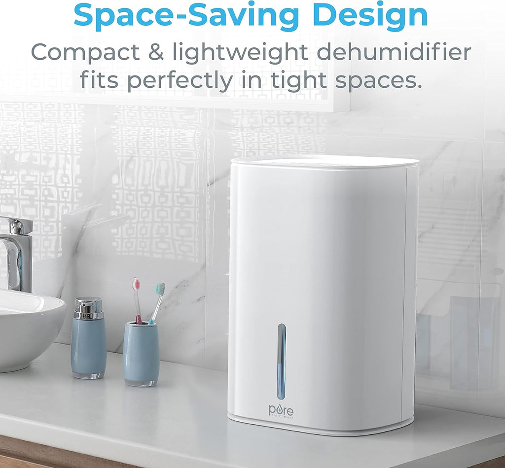 PureDry Mini Dehumidifier - 27oz Compact Water Tank Eliminates 300ml/day of Excess Moisture from Closets, Bathrooms