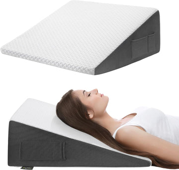 10-inch Bed Wedge Pillow for Sleeping Back Support Pain Relief | Cooling Memory Foam Incline Wedge for Sleeping After