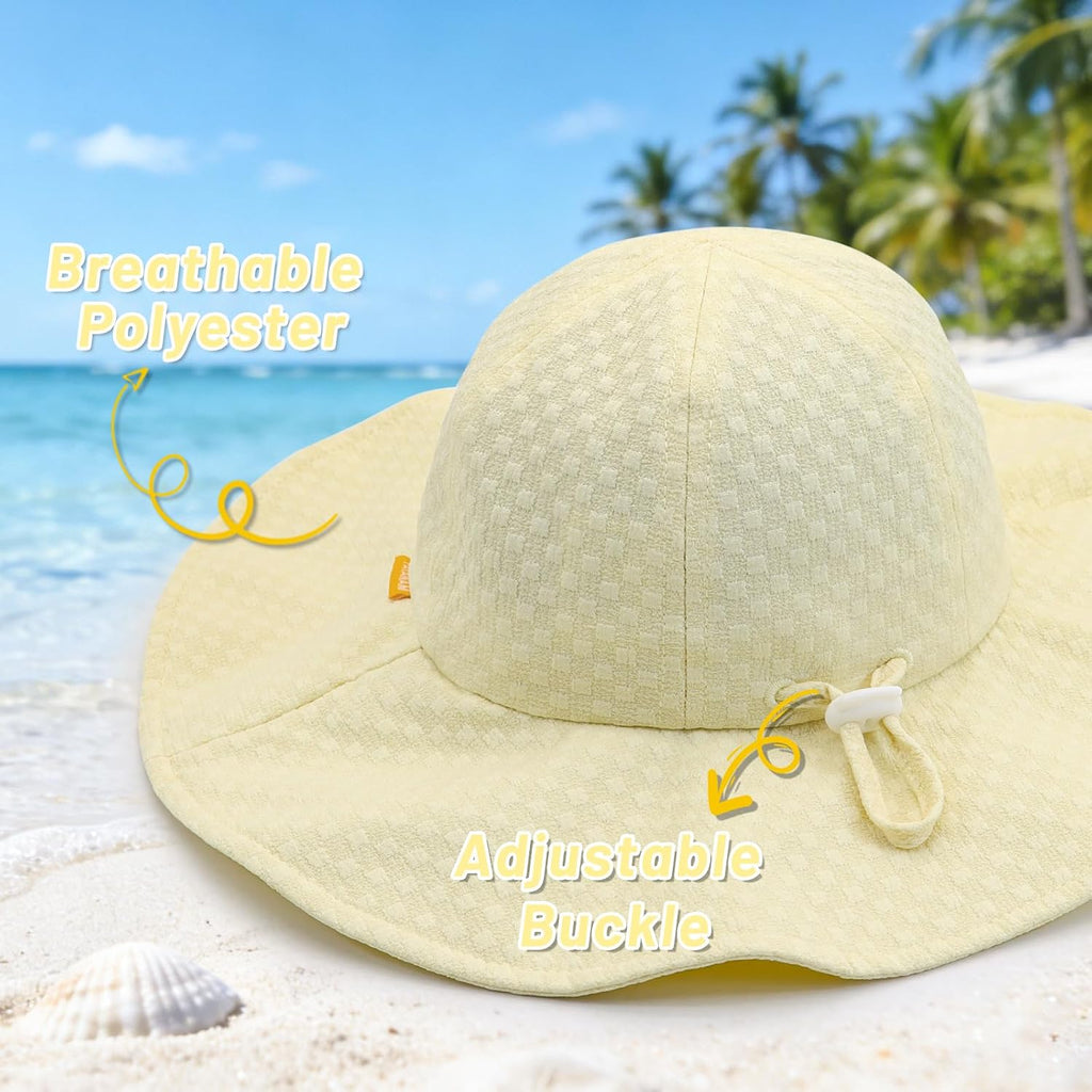Sun Hat Toddler UPF 50+ Summer Bucket Hat Baby Wide Brim Beach Hats Girls Adjustable UV Protection Hats (US, Age, 2