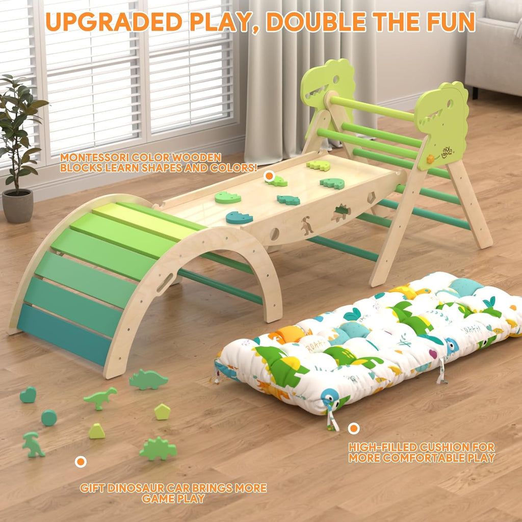 Triangle Set with Cushion 9 in 1 Climbing Toys for Toddlers 1-3 Indoor Baby Climbing Gym Toddler Montessori Toys