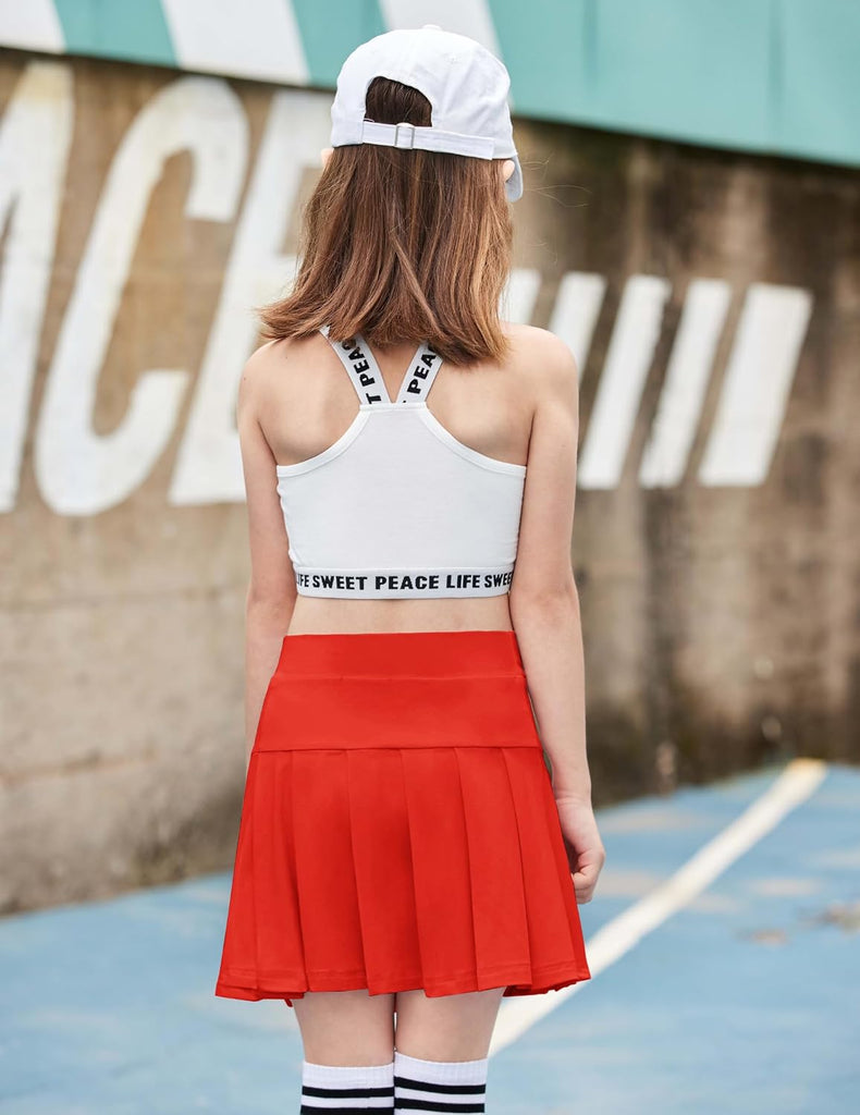Girls Tennis Skirts with Pockets Kids Athletic Pleated Golf Skorts