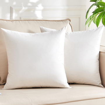 Organic Feather Down Throw Pillow Inserts 22x22 Inch - Set of 2