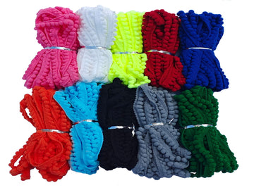 Mini Pom Pom Fringe Trim 10 Colors 5mm for Decoration DIY Crafts Sewing (3013 Mixed Color 13, 5mm,30 Yards) - 30 Yards