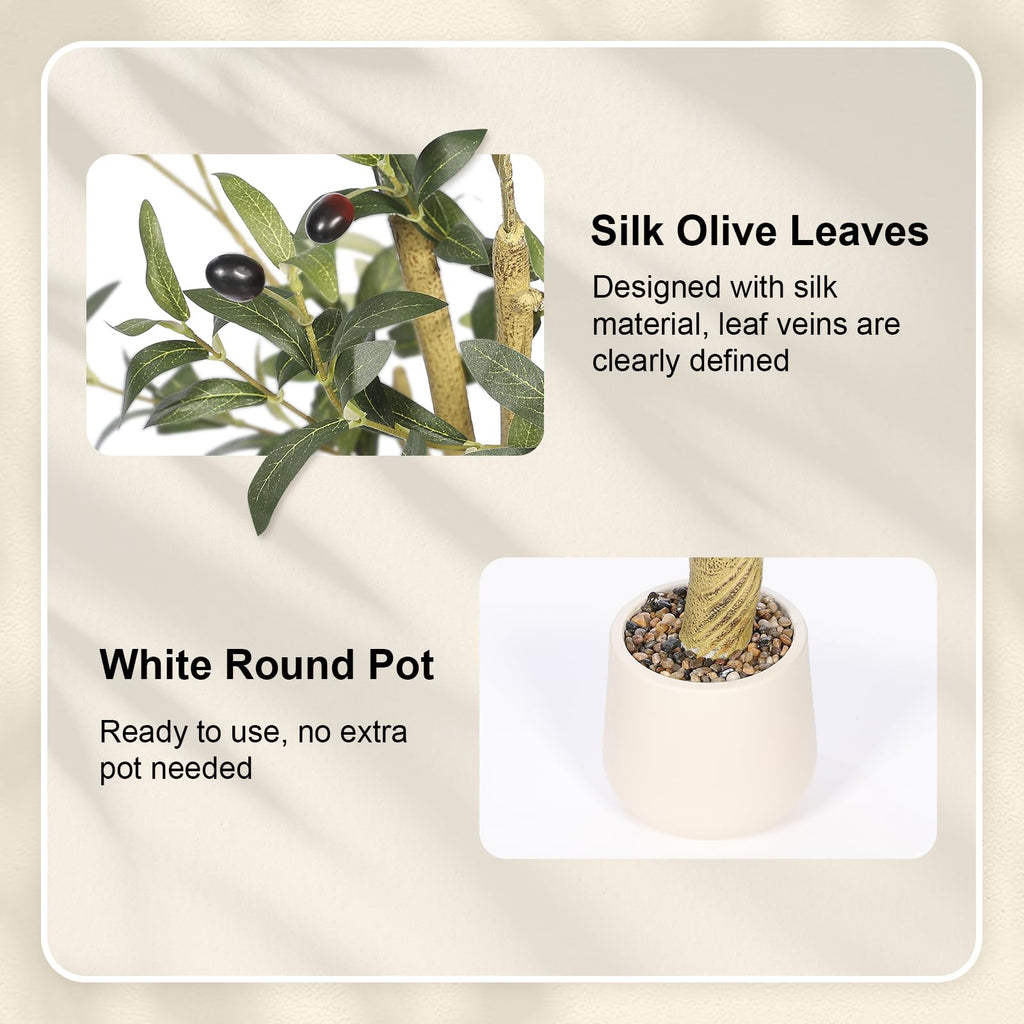 Faux Olive Tree 6ft with Large Planter, Faux Trees Decor