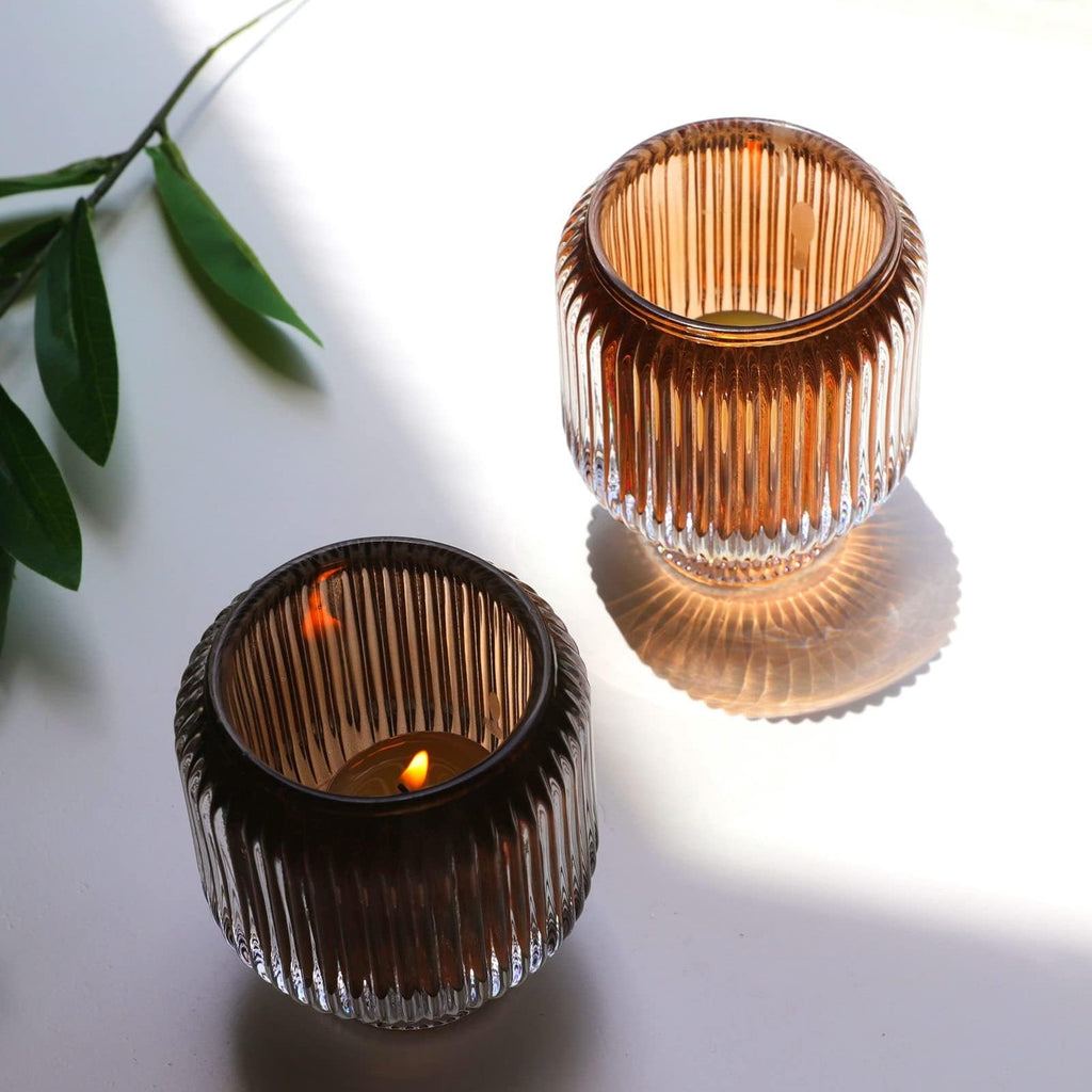 Brown Votive Candle Holders Bulk of 4 for Fall Thanksgiving Decoration