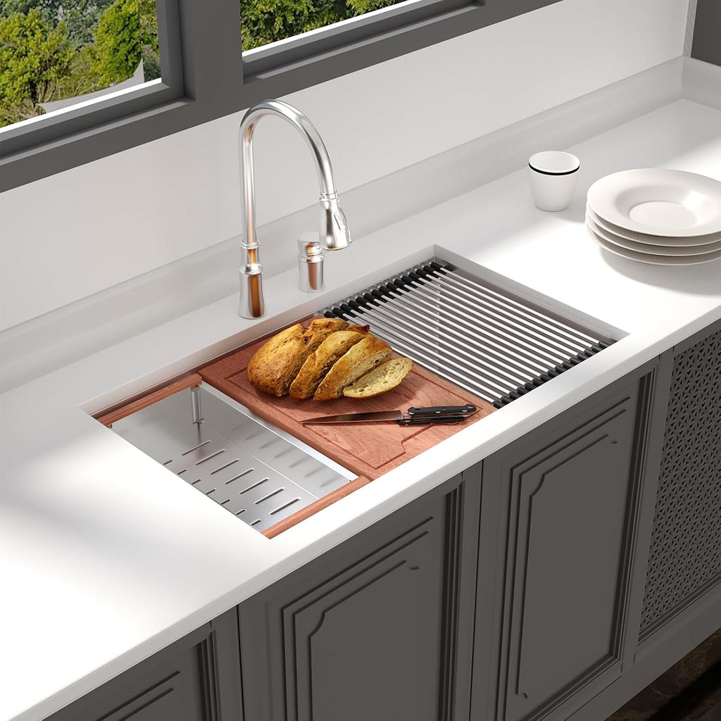 32 Undermount Kitchen Sink 32x19 Inch Stainless Steel Kitchen Sinks Ledge Workstation 16 Gauge Single Bowl Under