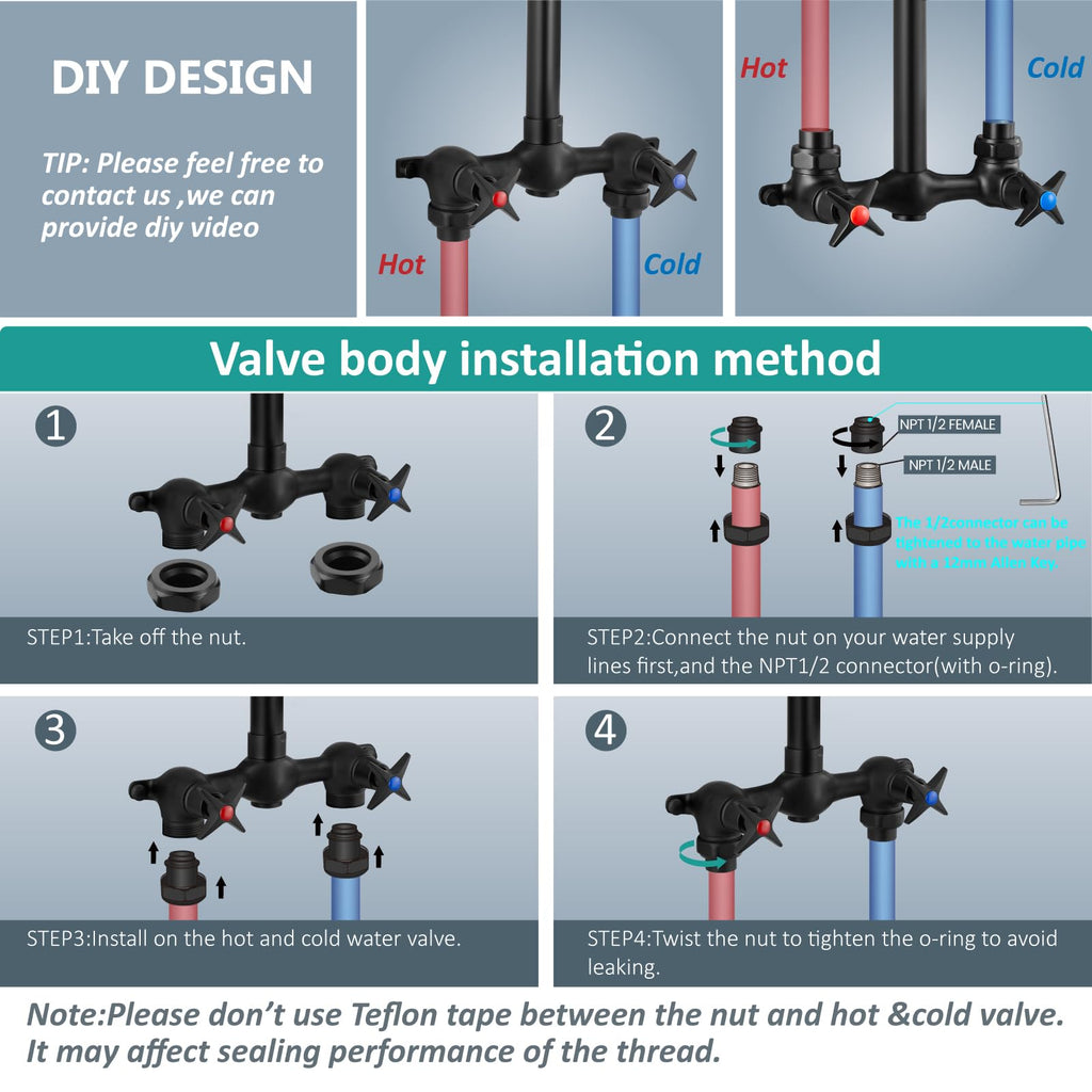 Outdoor Shower Kit 8 Inch Head with Handheld,Matte Black