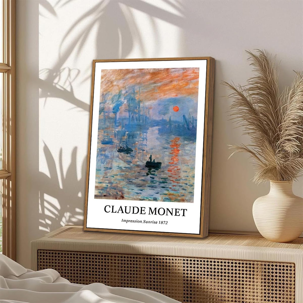 3 Piece Claude Monet Framed Wall Art, Water Lilies Painting Deocr