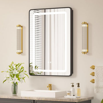 20x28 Medicine Cabinet with Mirror and Lights, Bathroom Mirror Cabinet with Memory Function, Anti-Fog, Surface Mount