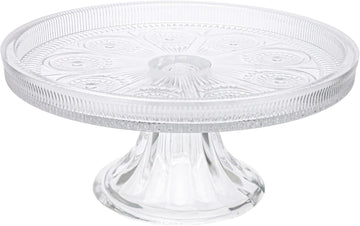 Vintage-Inspired Codi Glass Cake Stand, 8.25" x 3.5", Clear