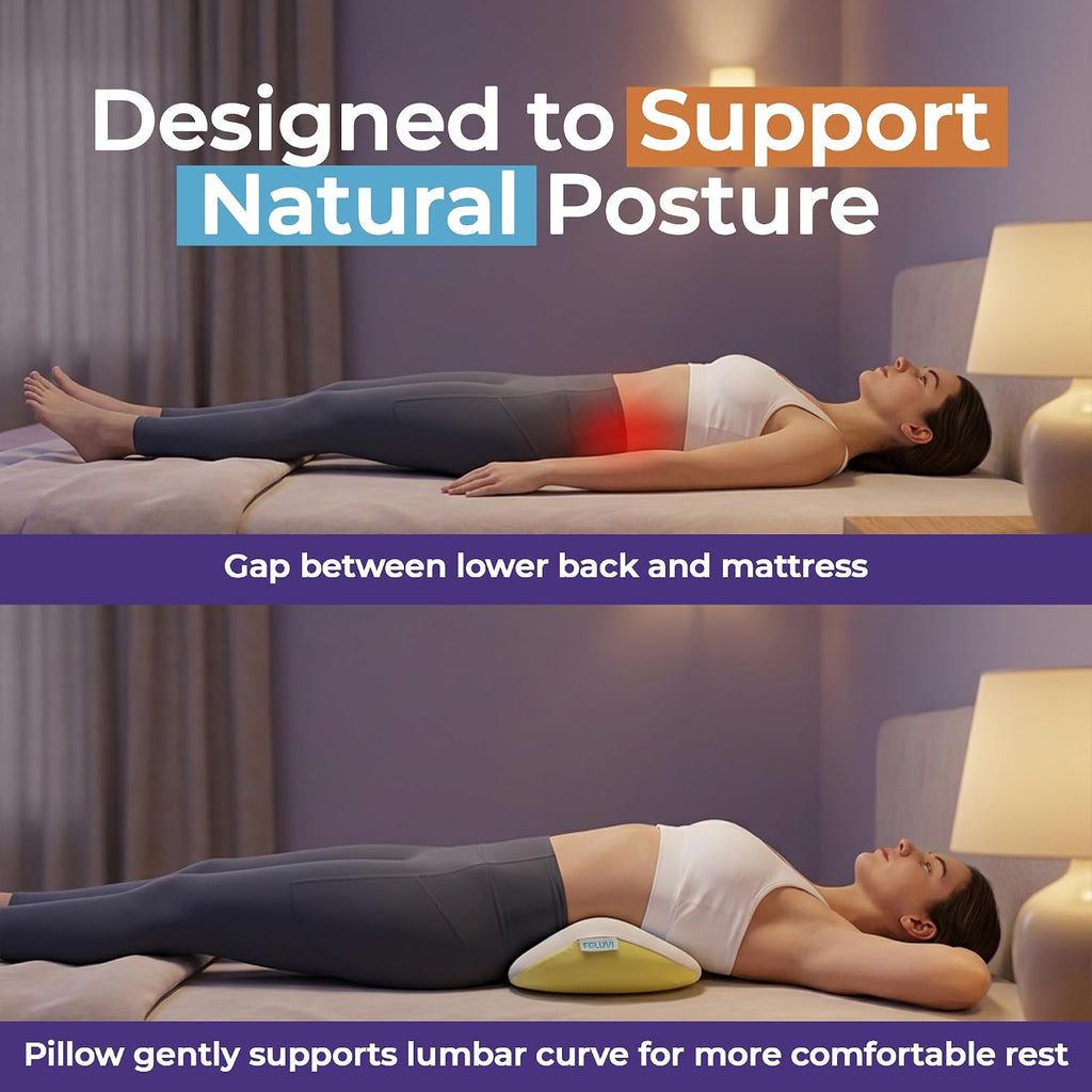 Lumbar Support Pillow for Sleeping, 22 Inch Memory Foam Lower Back Pillow for Bed, Ergonomic Sleep Cushion for Side