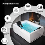 Whirlpool Bathtub 2 Person Jetted Bathtub 71" Massage Whirlpool Tub with 18 Water Jets+20 Air Jets,3 Sided Apron