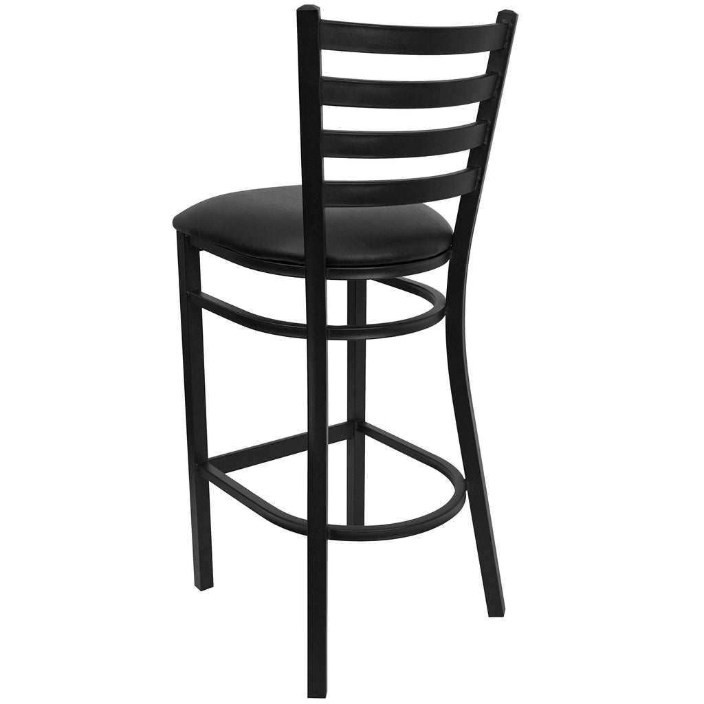 Hercules Series Ladder Back Metal Restaurant Barstool, Modern Upholstered Armless Bar Height Chair for Restaurants