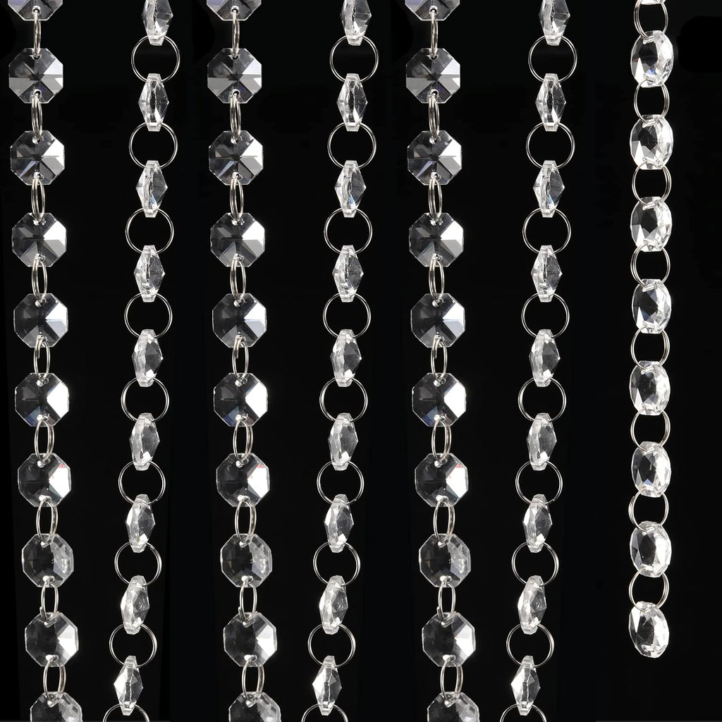 52 Feet K9 Crystal Garland Strands, 14mm Crystal Chandelier String Beads Chain Clear Octagon Prism Diamond String for
