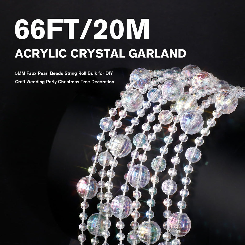 66FT Crystal Bead Garland Iridescent Beaded Garland for Decoration Crafts
