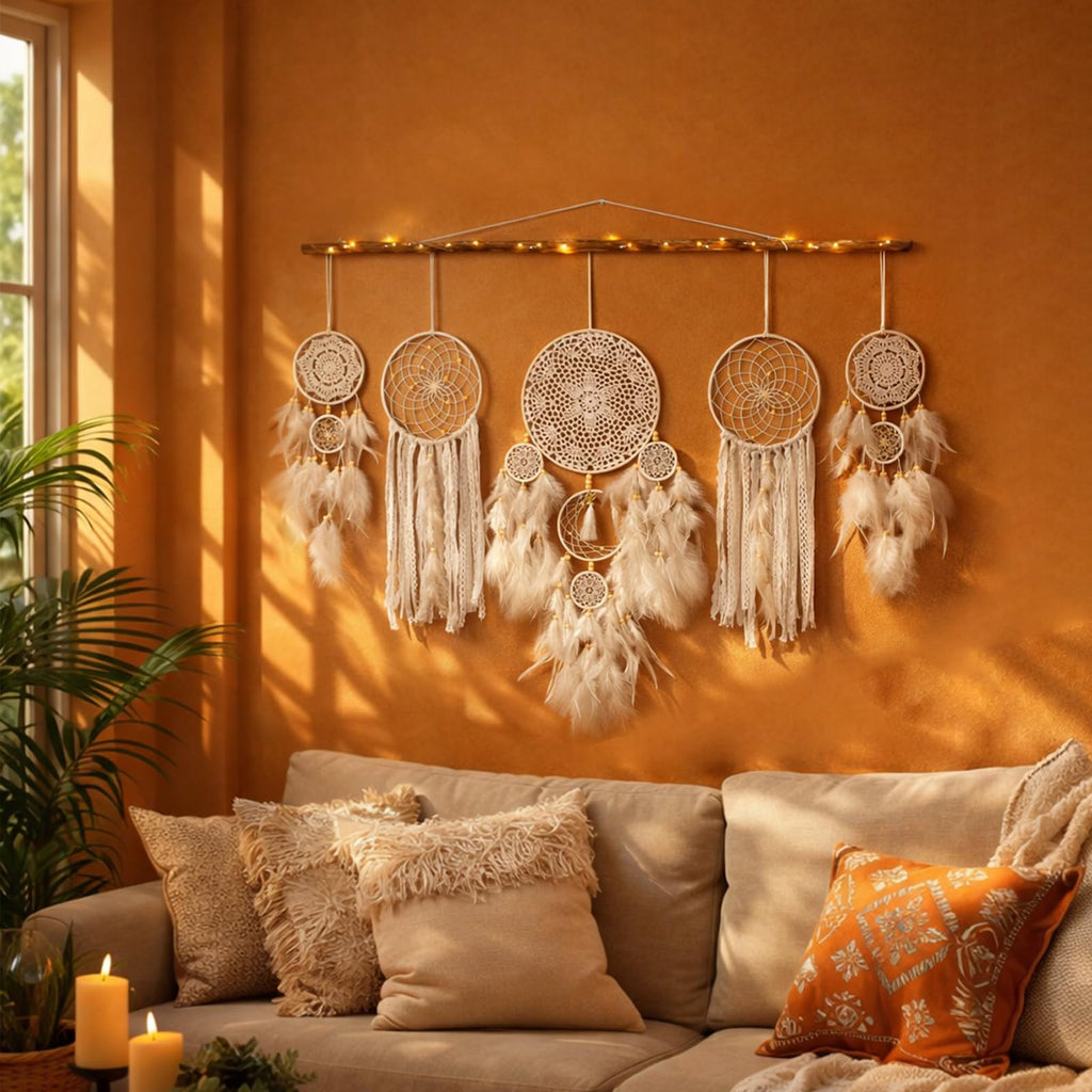 Boho Dream Catchers for Adults, Native Wall Decor with Light