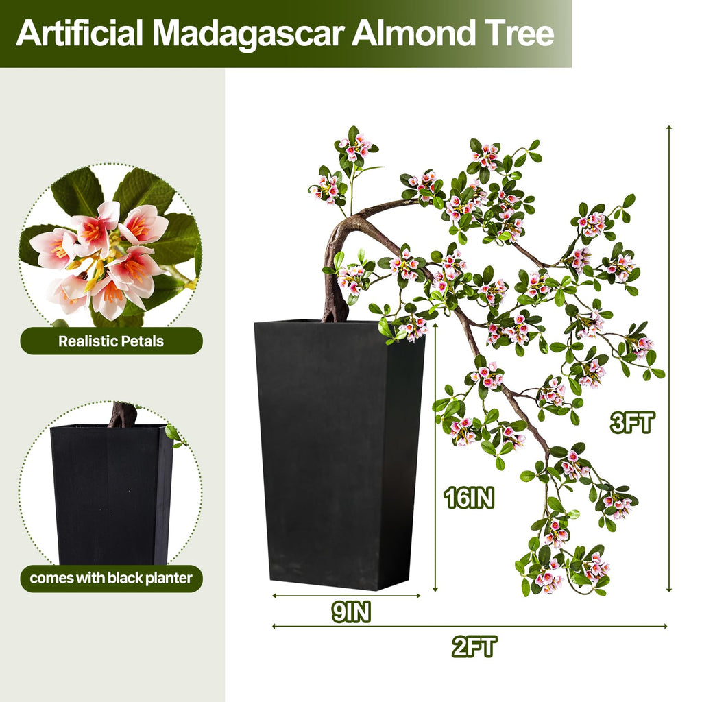 3ft Front Door Plants Large Artificial Bonsai Tree Outdoor Artificial Plants for Front Porch Flowering Artificial