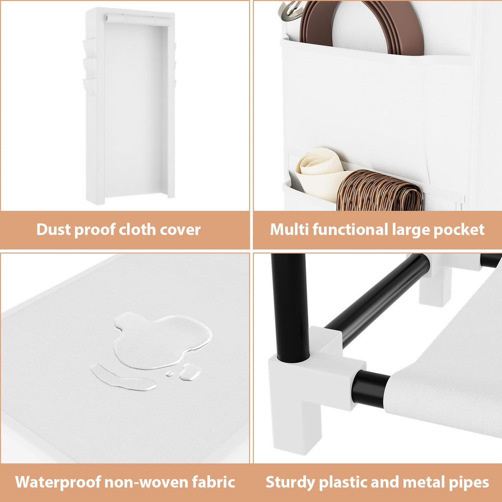Shoe Rack with Cover 10 Tier Vertical Narrow Tall Shoe Shelf, White