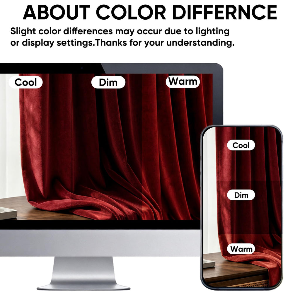 Wine Red Velvet Blackout Curtains Back Tab 52x96, 2 Panels