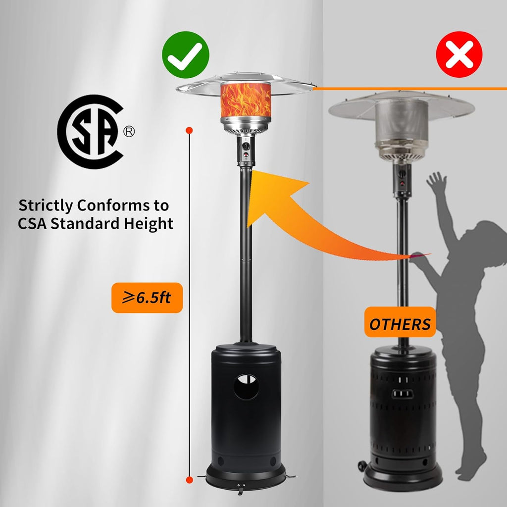 Ignovate 50,000 BTU Outdoor Propane Patio Heater with Wheels - Durable Powder-Coated Steel Gas Heater with Easy