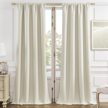 White Velvet Curtains 84 Inches 2 Panels, Luxury Thermal Insulated Soft White Curtains , Room Darkening Velvet Drapes
