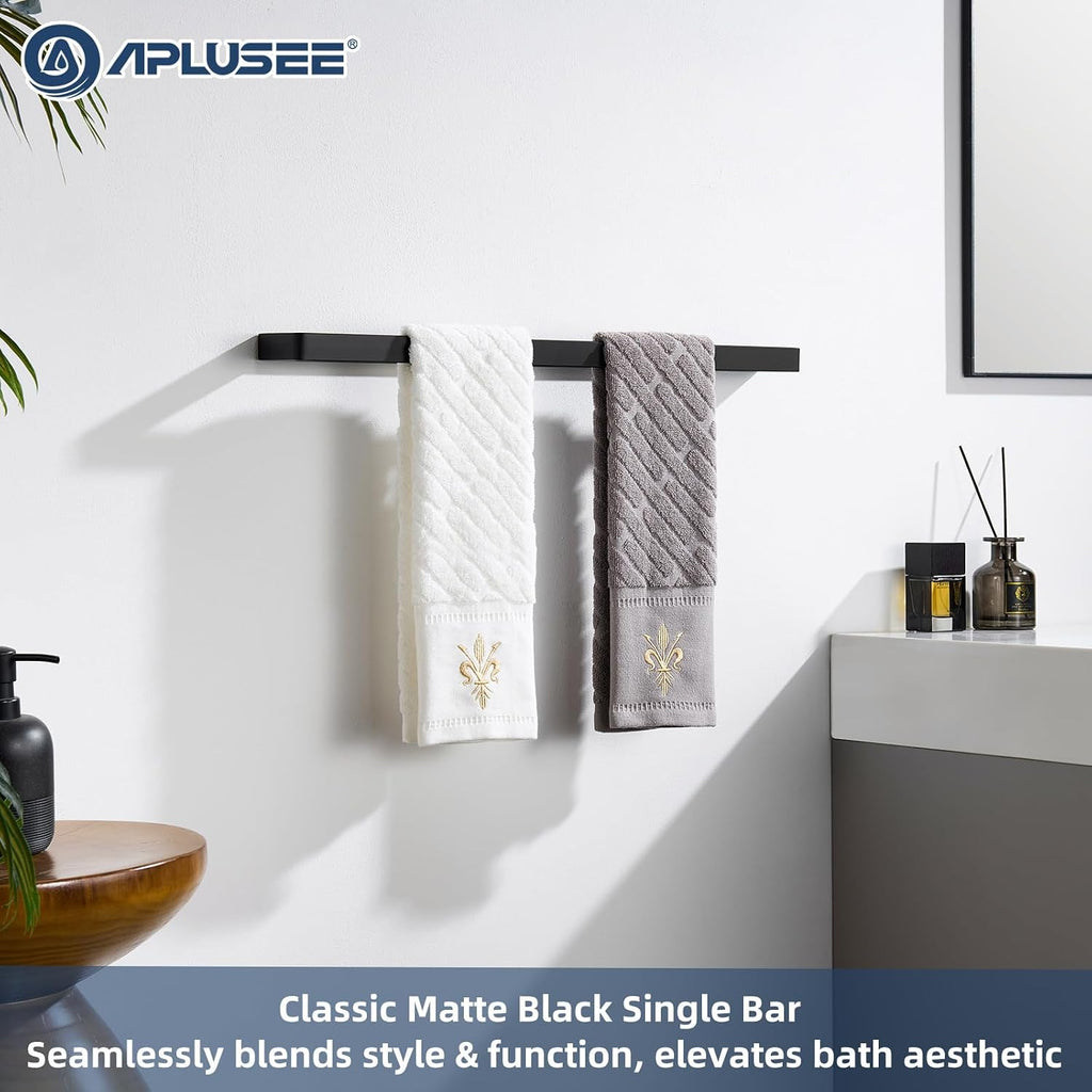 Matte Black Towel Bar Wall Mounted, Heavy Duty 304 Stainless Steel Towel Rack Wall, Modern Bathroom Towel Holder