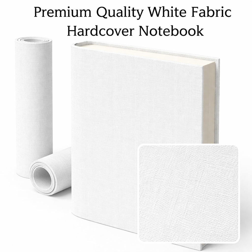 White Bookbinding Linen Fabric 57"x17.3" for Bookbinding, Archival Thick Backing, Fray-Resistant Fabric for Wedding