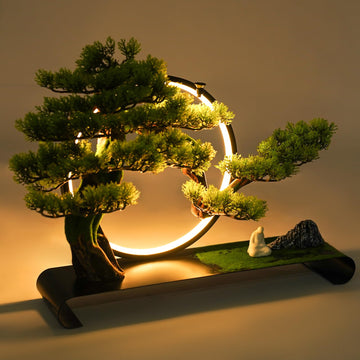 Realistic Simulation Bonsai, Zen Artificial Welcome Pine Bonsai LED Lamp 10%-100% Brightness, Artificial Bonsai Pine