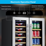 24 Inch Dual Zone Wine and Beverage Refrigerator, Wine Cooler with Glass Door Ho