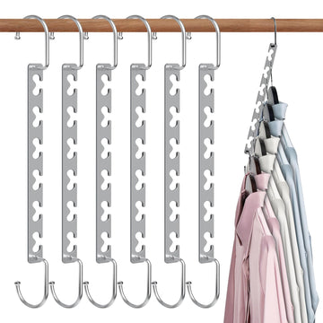 Space Saving Hangers for Clothes 6 Pack, Sturdy Metal Hangers Wardrobe Organizer, Magic Cascading Hanger, Closet