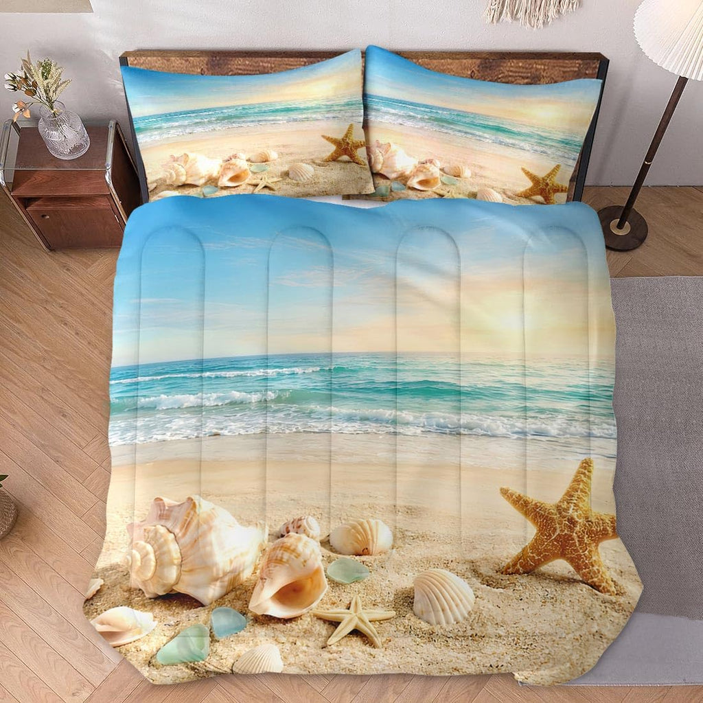 Comforter Set, 2 Pieces Coastal Beach Bedding Set