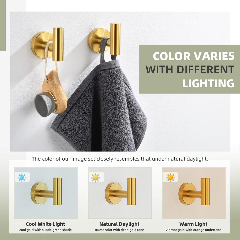 Bathroom Towel Hook 2 Pack, Robe Coat Holder Brushed Dark Gold