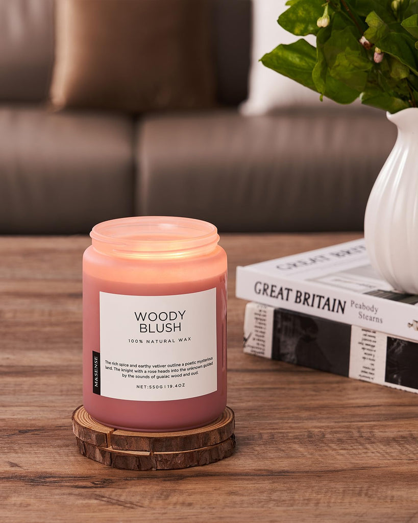 Large Rose Oud Scented Candles, 19.4oz Natural Soy Wax, 110-Hour