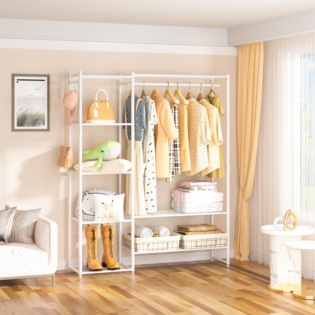 Clothing Racks for Hanging Clothes with Shelves, Portable Closet System Organizer Garment Rack for Clothes Storage