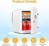 Mini Fridge, 6L/9 Can Skincare Beverage Small Refrigerator for Bedroom, Office, Dorm, Car, 100% Freon-Free Cooler and