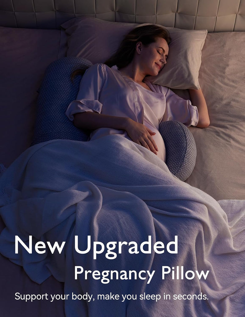 Original F Shaped Pregnancy Pillow with Adjustable Wedge Pillow | Full Body Support Maternity Pillow for Side