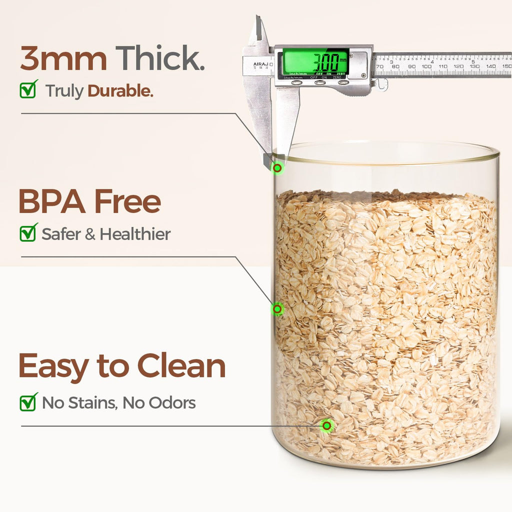 Flour Sugar Storage Containers 4 Qt, 2 Pack Glass Flour Container