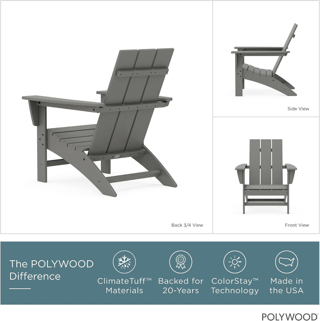Modern Adirondack Chair - All-Weather Outdoor Lawn Adirondack Chairs - HDPE, Fade-Resistant & Durable Outdoor