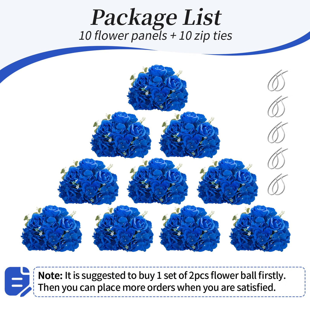 Artificial Flower Balls Wedding Centerpieces 10pcs 11.8" Royal Blue Fake Rose Ball Arrangement Center Pieces for