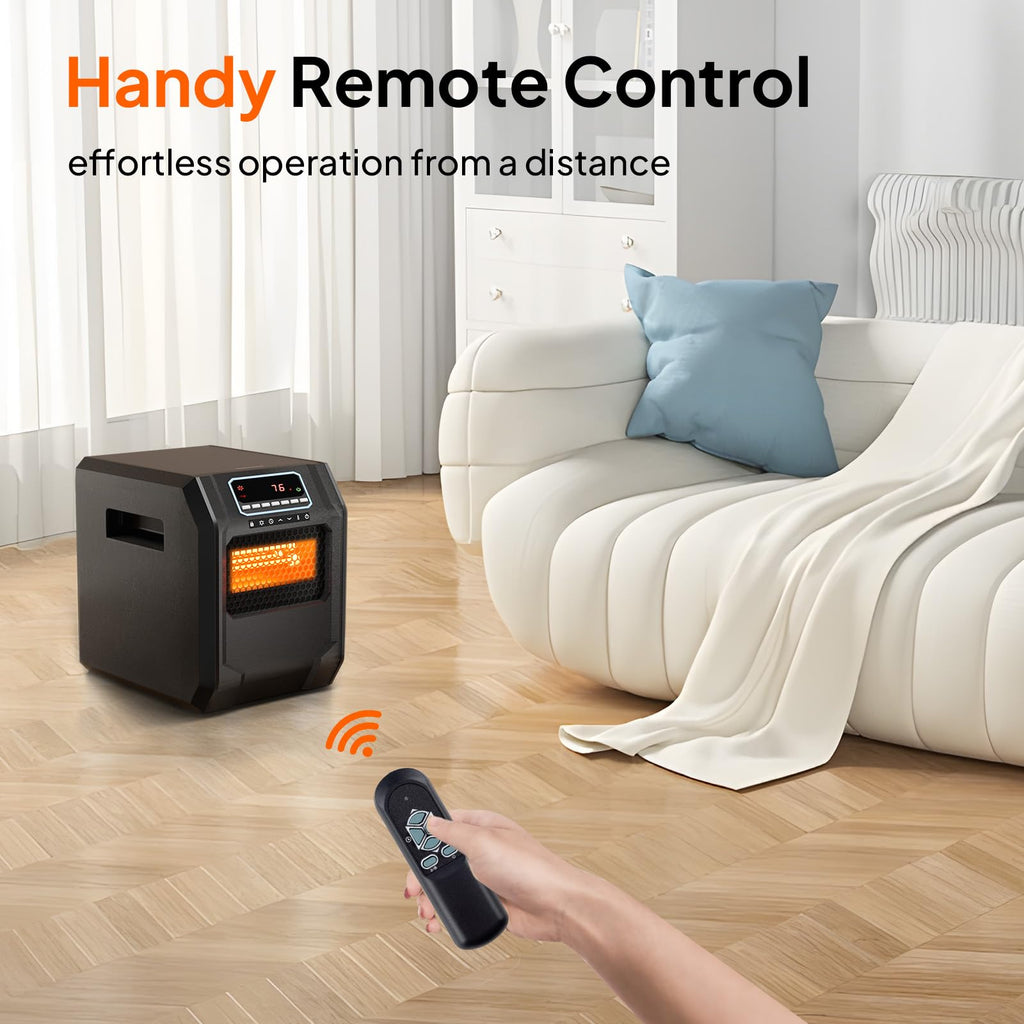 Electric Space Heater with Remote 1500W Quartz Infrared Heater Black