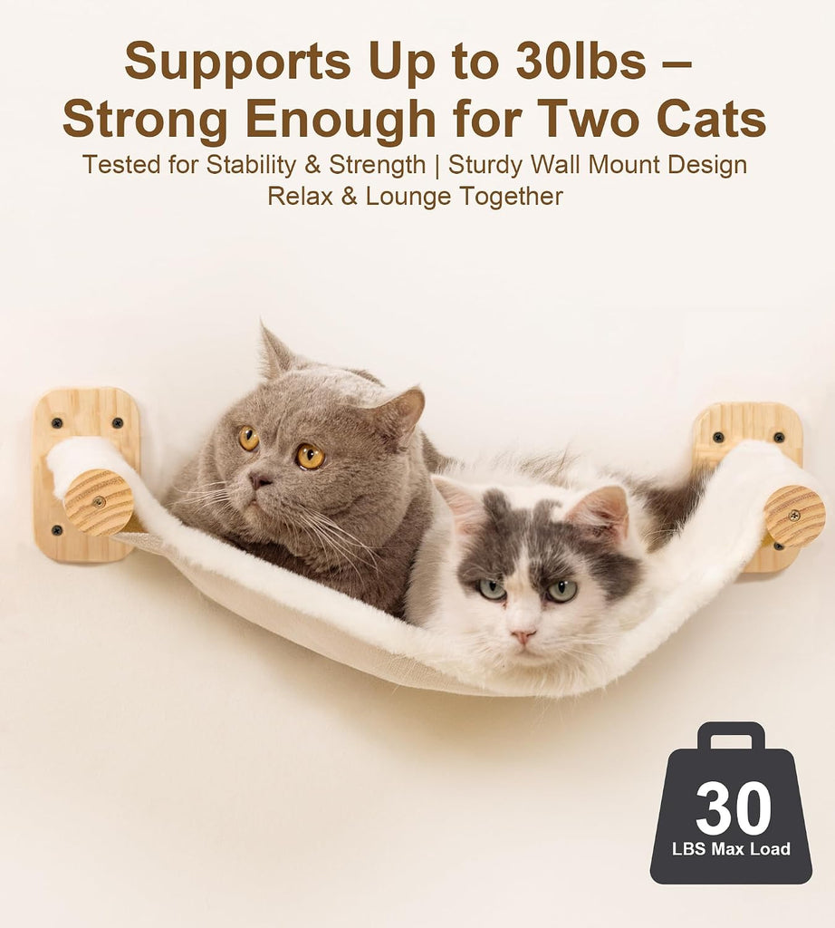 Cat Wall Hammock Set, Cat Wall Shelves with Bed & 2 Four-Step Ladders