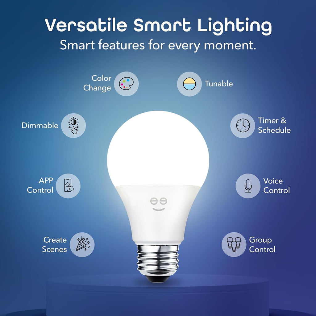 Prisma Plus 800 Dimmable Smart Light Bulbs with 2.4 GHz Wi-Fi Connectivity - Color-Changing & Tunable White, A19 LED