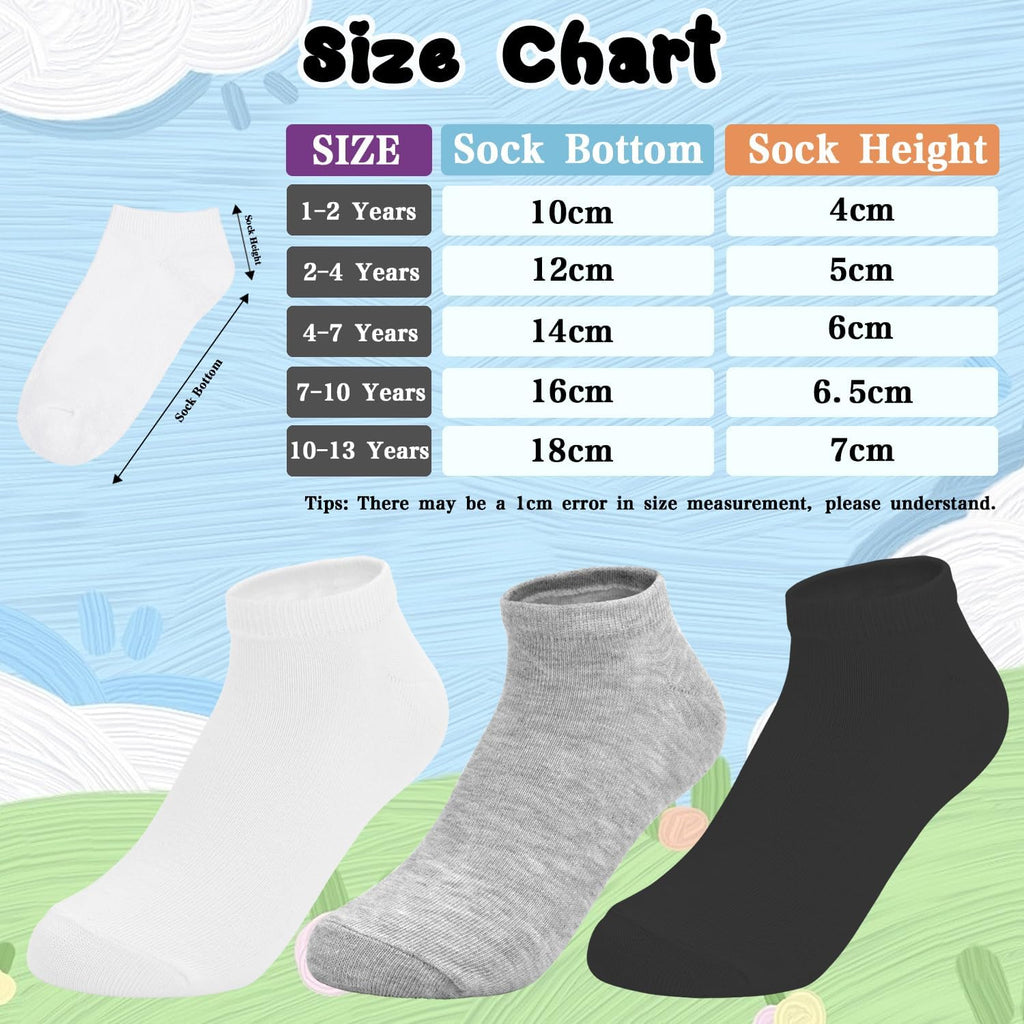 Kids Socks, 20 Pairs Boys Girls Low Cut Ankle Socks